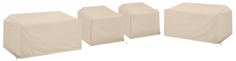 4Pc Outdoor Sectional Furniture Cover Set Tan - 2 Loveseats & 2 Chairs