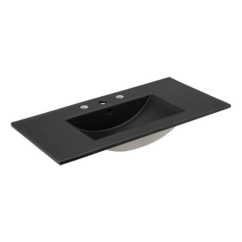 Modway Cayman Modern 36" Bathroom Sink in Black With Rectangular Basin