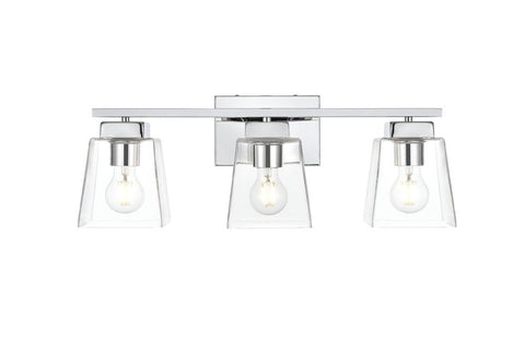 Living District Merrick 3-Light Iron & Glass Bath Sconce in Chrome/Clear