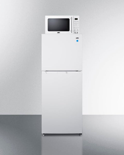 Summit Refrigerator-Freezer and Microwave Combination, 24” Wide Breakroom Full Sized Appliance Set with USB Ports and Allocator, White- MRF1088WA (Right Hand Door Refrigerator)