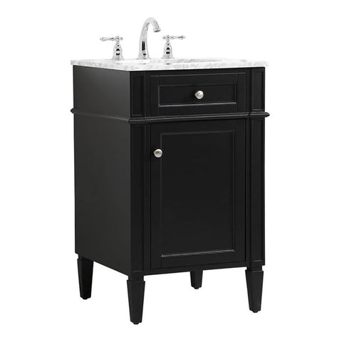 Elegant Decor Park Avenue 21" Metal MDF Marble Single Bathroom Vanity in Black