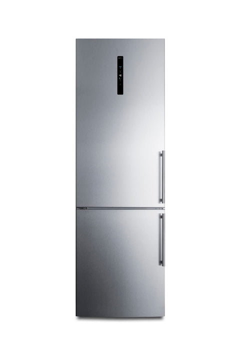 Summit 24" Refrigerator, 10.6 cu.ft Capacity Refrigerator - Freezer, Bottom Freezer, Ice Maker, Stainless Steel- FFBF249SS2IMLHD (Left Handed Door Swing)