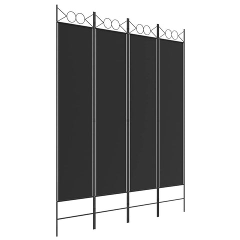 vidaXL 4-Panel Room Divider, Durable Fabric and Iron Construction, Privacy Screen for Bedroom/Living Room, Easy-Assembly, 63"x78.7" - Black