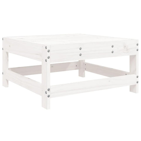 vidaXL Patio Footstool - White Solid Pine Wood, 24.4"x24.4"x12.6" Garden Ottoman/Coffee Table for Outdoor/Indoor Lounge Areas