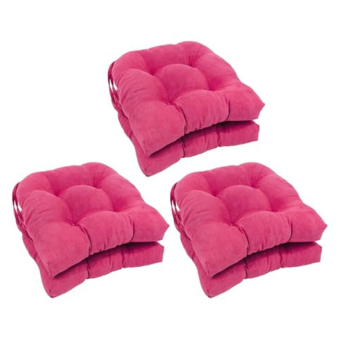 Blazing Needles 16-inch U-Shaped Indoor Microsuede Chair Cushions (Set of 2, 4, or 6) Bery Berry Set of 6