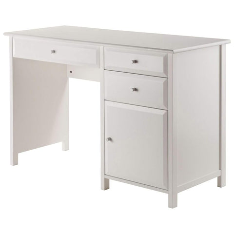 Oakestry Delta Desk White Finish for Home and Office Space-Saving Stylish Desk for Small Spaces Solid Wood Construction Sturdy Frame and Legs Complements Modern or Traditional Home Decor