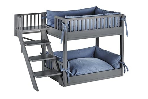 New Age Pet Stylish ECOFLEX Grey Dog Bunk Bed with Removable Cushions.