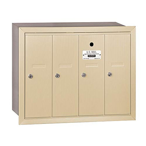 Vertical Mailbox - 4 Doors - Sandstone - Recessed Mounted - USPS Access