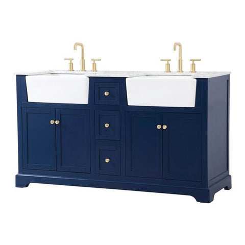 Elegant Decor Franklin 60" Aluminum MDF Double Bathroom Vanity in Blue