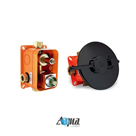 Aqua Rondo by KubeBath Matte Black 3-Way Rough-In Shower Valve With Cover Plate, Handle and Diverter