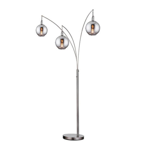 Lite Source 3-LITE Arch LAMP, G/Smoke Glass SHD, E27 Vintage T30 40Wx3 LS-83502G/SMOKE