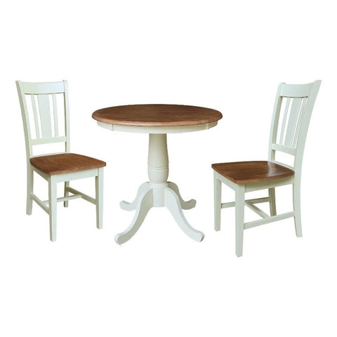 IC INTERNATIONAL CONCEPTS 30" Round Top Pedestal Dining Table with 2 San Remo Chairs Multi Color