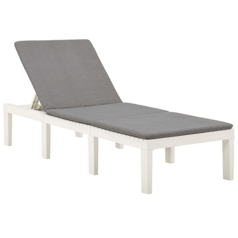 vidaXL Patio Lounge Chair, Outdoor Chaise Lounge Chair with Adjustable Backrest, Sunlounger, Sunbed for Yard, Modern Style, Plastic White