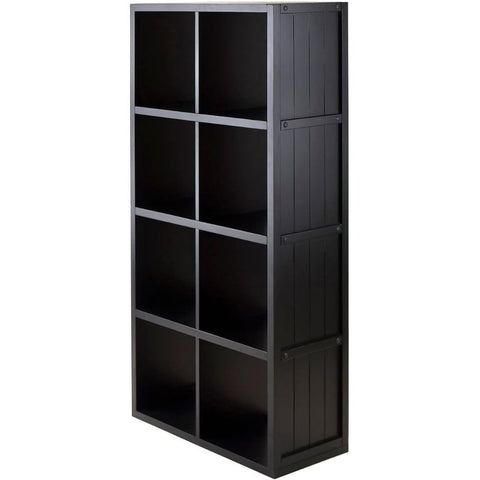 Oakestry Timothy Small Black Shelving Unit Compact Wooden Storage Display Organizer Space Saving Shelf for Living Room Bedroom Office Stylish Minimalist Furniture for Home Decor Organization