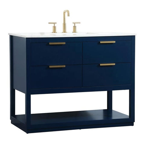 Elegant Decor Larkin 42" Solid Wood MDF Single Bathroom Vanity in Blue