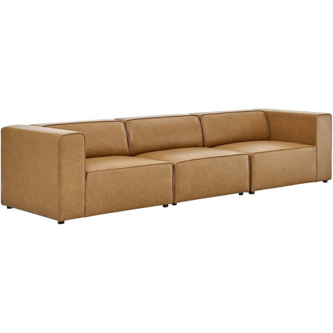 Oakestry Mingle Vegan Leather 3 Piece Sectional Sofa Modern L-Shaped Couch for Living Room Comfortable Durable Stylish Upholstery Eco-Friendly Reclining Sofa for Home