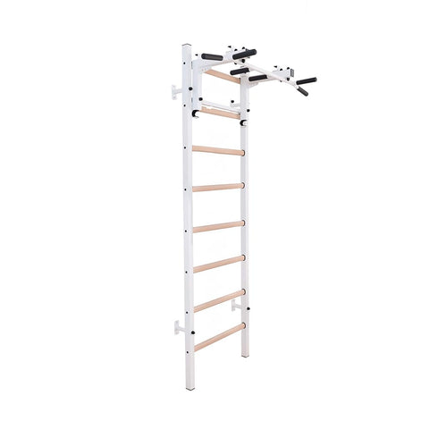 BenchK 231W Wallbars, Certified Stall Bars with Multifunctional Convertible Steel 6-Grip Pull Up Bar that can also be used as a Barbell Holder, Wall Mounted for Home Workout, Full Body Stretching, Gym