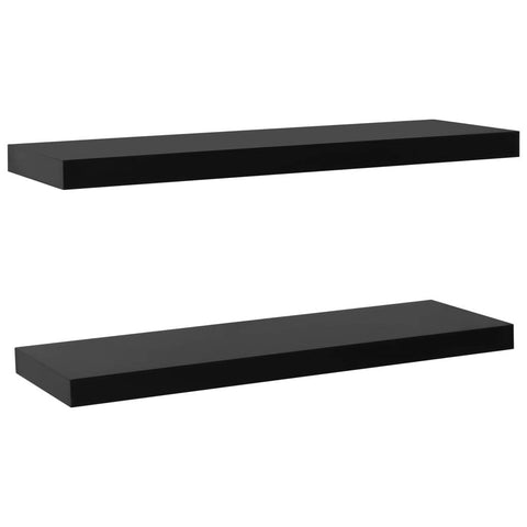 vidaXL Floating Wall Shelves, Set of 2, Black - Stylish MDF Home Wall Decor, Ergonomically Designed Easy to Install & Clean, Ideal for Books, Collectables & More, Measures 39.4"x7.9"x1.5"