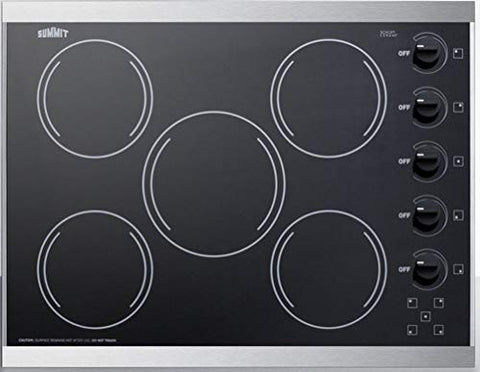 Summit 27" Electric Cooktop, 5 Burners, 230V Radiant Cooktop, Black- CRS5B13B