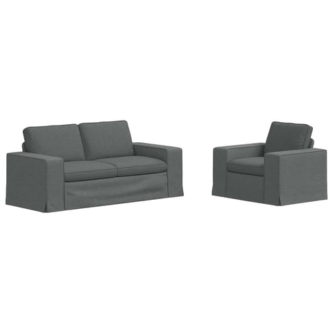 vidaXL Sofa 2 pcs Dark Grey, Sleek Rectangular Sofa Set for Your Living Room, Comfy Ergonomic Design, Adjustable Sectional Couch, Chic Seating