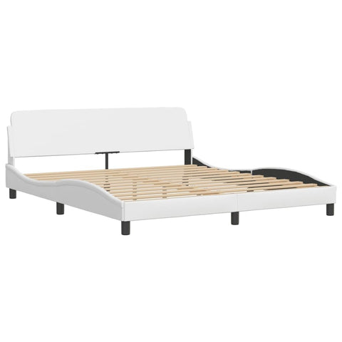 vidaXL Bed Frame Dover, Double Bed, Bedroom Furniture, Bed Base Platform, Mattress Foundation, White 72"x83.9" California King Faux Leather