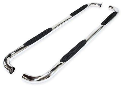 Nerf Bars Fits Jeep Gladiator JT 2020-2025 Polished Stainless Steel 3-Inch Round Bent Rocker Panel Mounted Side Steps with Slip-Resistant Step Pads Curved Ends TrailFX A0063S