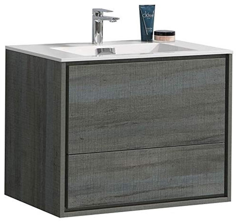 Kube DL30-BE DeLusso 30" Ocean Gray Wall Mount Modern Bathroom Vanity