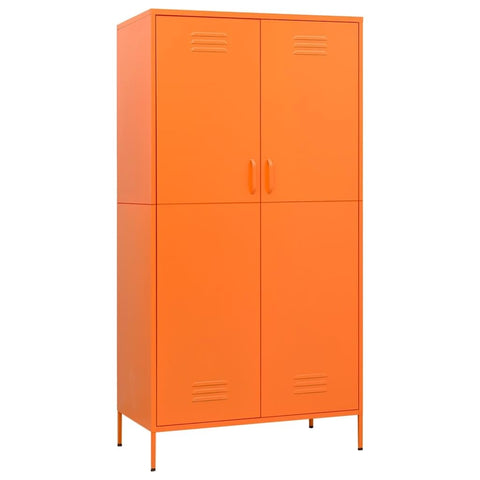 vidaXL Wardrobe, Armoire with Adjustable Shelves, Closet with Hangers for Bedroom, Free Standing Closet Rack, Industrial Style, Orange Steel