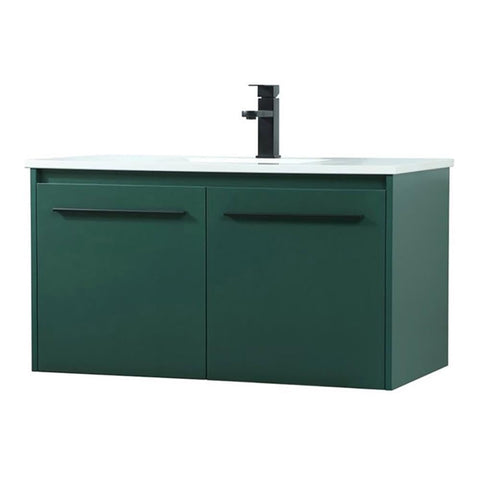 Elegant Decor Penn 36" Aluminum Alloy MDF Single Bathroom Vanity in Green