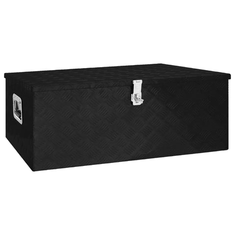vidaXL Aluminum Storage Box - Sturdy, and Lockable Container - Spacious, Compact, and Portable Tool Storage - Black, 39.4"x21.7"x14.6"