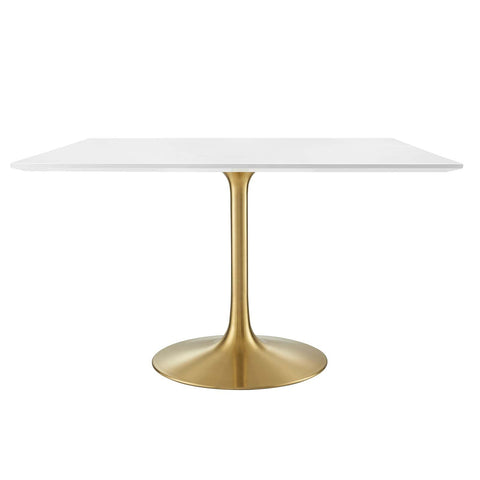Lippa 47 Square Wood Top Dining Table Gold White