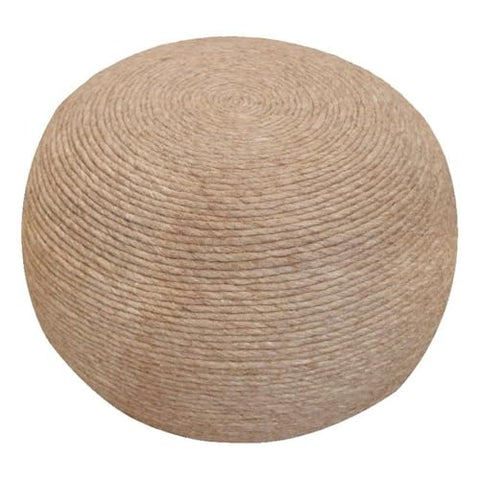 Moti Ellie Wool Pouf 20" x 20" x 14" - Beige