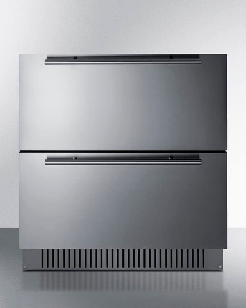 Summit 27” Two Drawer Refrigerator, Outdoor Drawer Refrigerator, 4.83 cu.ft. Capacity, Stainless Steel, Panel Ready Capable*- SPR275OS2DCSS (*Panels not included) (ADA, 30 Inch)