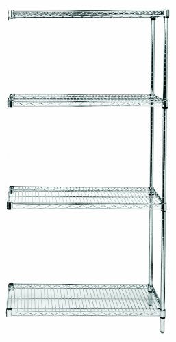 Quantum Storage Systems AD74-2460S Add-On Kit for 74" High 4-Tier Wire Shelving Unit, Stainless Steel Finish, 24" Width x 60" Length x 74" Height