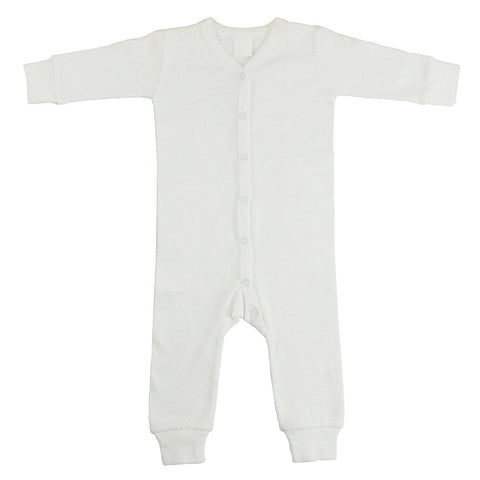 Bambini Interlock White Union Suit Long Johns, Medium