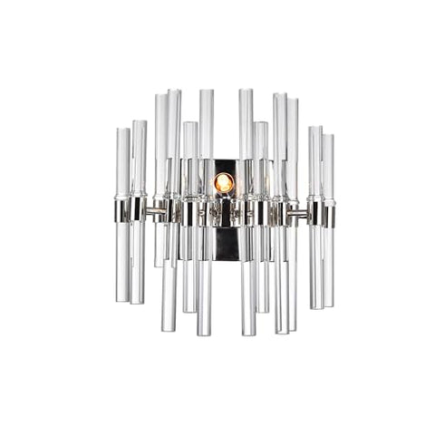 Miroir 1-Light Wall Sconce, Polished Nickel Finish with Clear Glass Rods – Modern Accent Light for Hallway, Bathroom, or Entryway