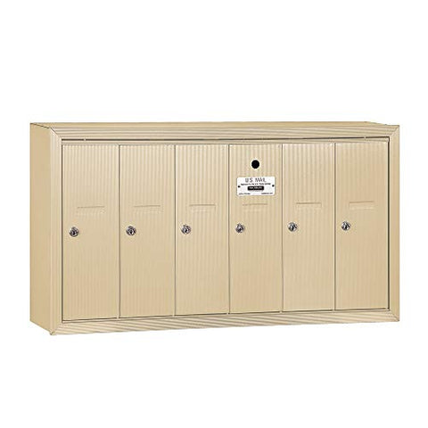 Vertical Mailbox - 6 Doors - Sandstone - Surface Mounted - USPS Access