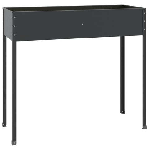 vidaXL High-Foot Garden Planter - Galvanized Steel, Anthracite, Stable, Weather-Resistant, Wide - Ideal for Decor, Home Gardening, DIY Enthusiasts - 39.6"x15.9"x35.4"