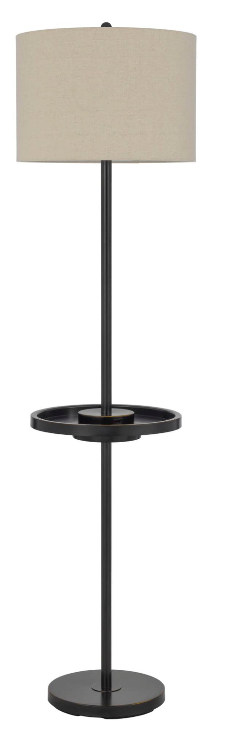 Cal Lighting BO-2983FL-DB Crofton Metal Floor Lamp with Metal Tray Table and 2 USB Charging Ports and A Weighted Base, Dark Bronze