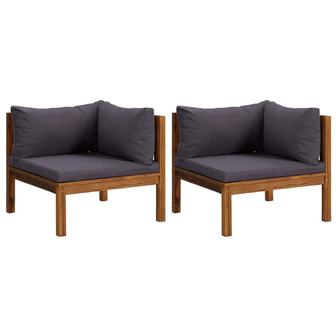 vidaXL Outdoor Solid Acacia Wood Corner Sofas with Dark Gray Cushions - Versatile, Robust, Weather-, and Comfortable - Ideal for Your Personalized Garden Lounge Set