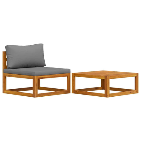 vidaXL 2-Piece Sofa Set â€“ Solid Acacia Wood Frame - Dark Gray Cushions â€“ Indoor/Outdoor â€“ Versatile, Customizable, Durable, Comfortable - Patio, Backyard, Garden Furniture