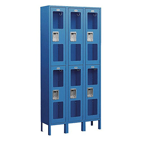 Salsbury Industries S-62368BL-U Double Tier 36-Inch Wide 6-Feet High 18-Inch Deep Unassembled See Through Metal Locker, Blue