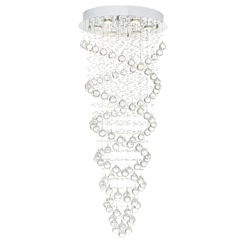 CWI Lighting 20" Chrome Flush Mount Chandelier – Modern 6-Light Spiral Crystal Fixture with GU10 Bulb Base for Foyer, Stairwell or Living Room – 47" Height