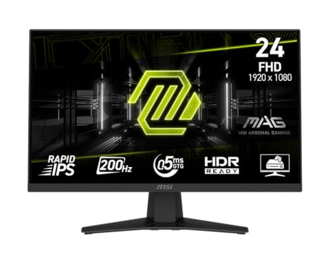 msi MAG 244F 24-inch 1920 x 1080 (FHD) Gaming Monitor, 200Hz, Adaptive Sync, HDMI, DisplayPort, VESA Mountable, Tilt, Height Adjustable, Speaker, 0.5ms, Black