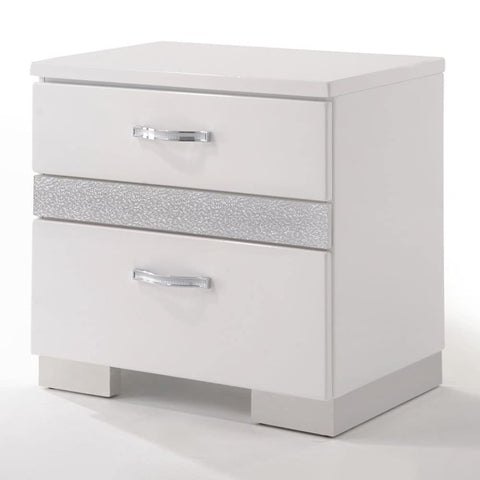 Acme Naima II Wood and Metal 2-Drawers Bedroom Nightstand in White