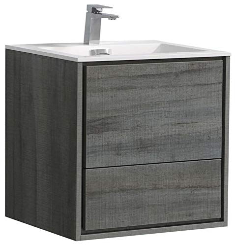 Kube DL24-BE DeLusso 24" Ocean Gray Wall Mount Modern Bathroom Vanity