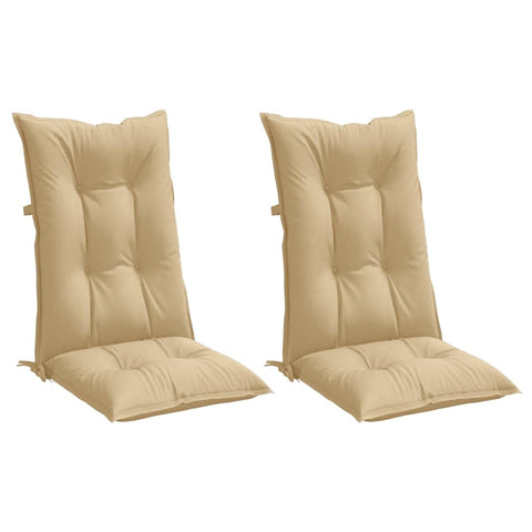 vidaXL Highback Chair Cushions - Outdoor/Indoor Garden Patio Furniture Pads - 2 Pcs Melange Beige, UV- Polyester, Soft PP Hollow Fiber - 47.2"x19.7"x2.8"