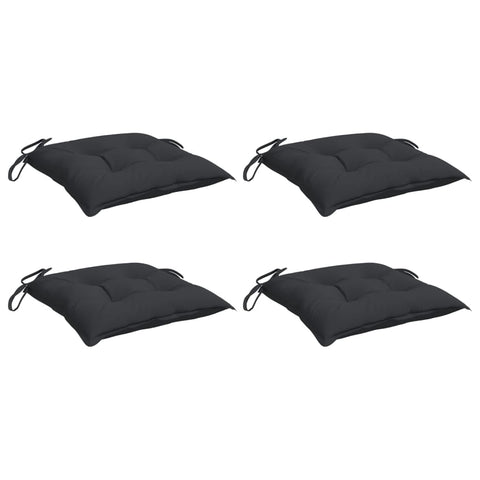 vidaXL Chair Cushions Set - 4 pcs Indoor/Outdoor Pads, Black, 15.7""x15.7""x2.8"", Oxford Fabric with PP Hollow Fiber Filling, Non-Slip Ties, Water-Resistant, Standard, 361472