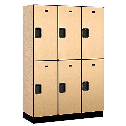 18" Wide Double Tier Designer Wood Locker - 3 Wide - 6 Feet High - 18 Inches Deep - Maple