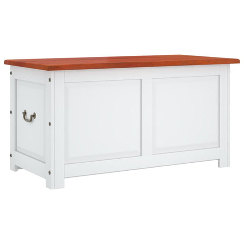 vidaXL Solid Wood Storage Chest with Lid - 43.3" x 21.7" x 22.4" Brown and White Acacia Wood Organizer for Living Room, Bedroom, Hallway, Multifunctional Trunk, Retro Style